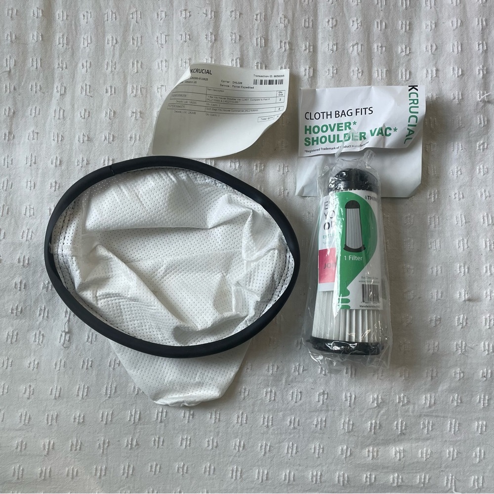 Hoover Shoulder Vac Cloth Bag and Filter Set Replacement
